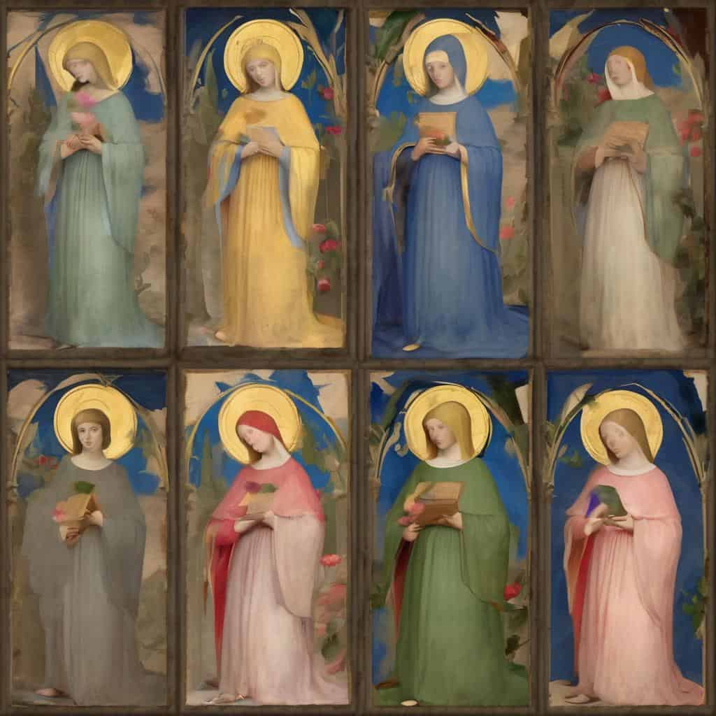 Χαρακτηριστικά έργα τέχνης με πειράματα υλικών σε αγιογραφίες, από καλλιτέχνες που εξερευνούν και ενσωματώνουν διαφορετικά υλικά στην παραδοσιακή τέχνη.